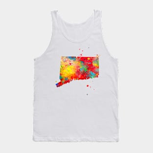 Connecticut State Map Watercolor Painting Tank Top